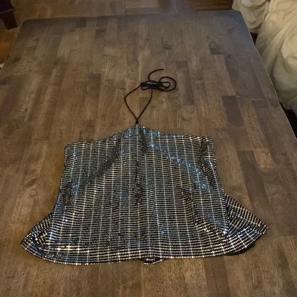 Zara Silver Halter Top - Picture 5 of 12